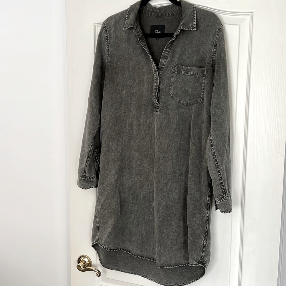 Rails Long Sleeve Washed Charcoal Shirt Dress